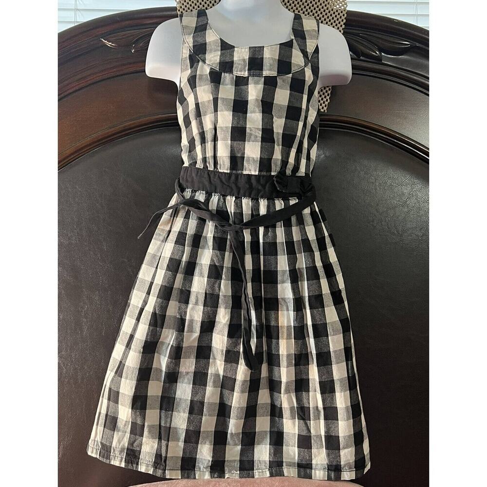 DRESS GIRLS Black And White Plaid Girls Basic Edition Dress Size M 7/8